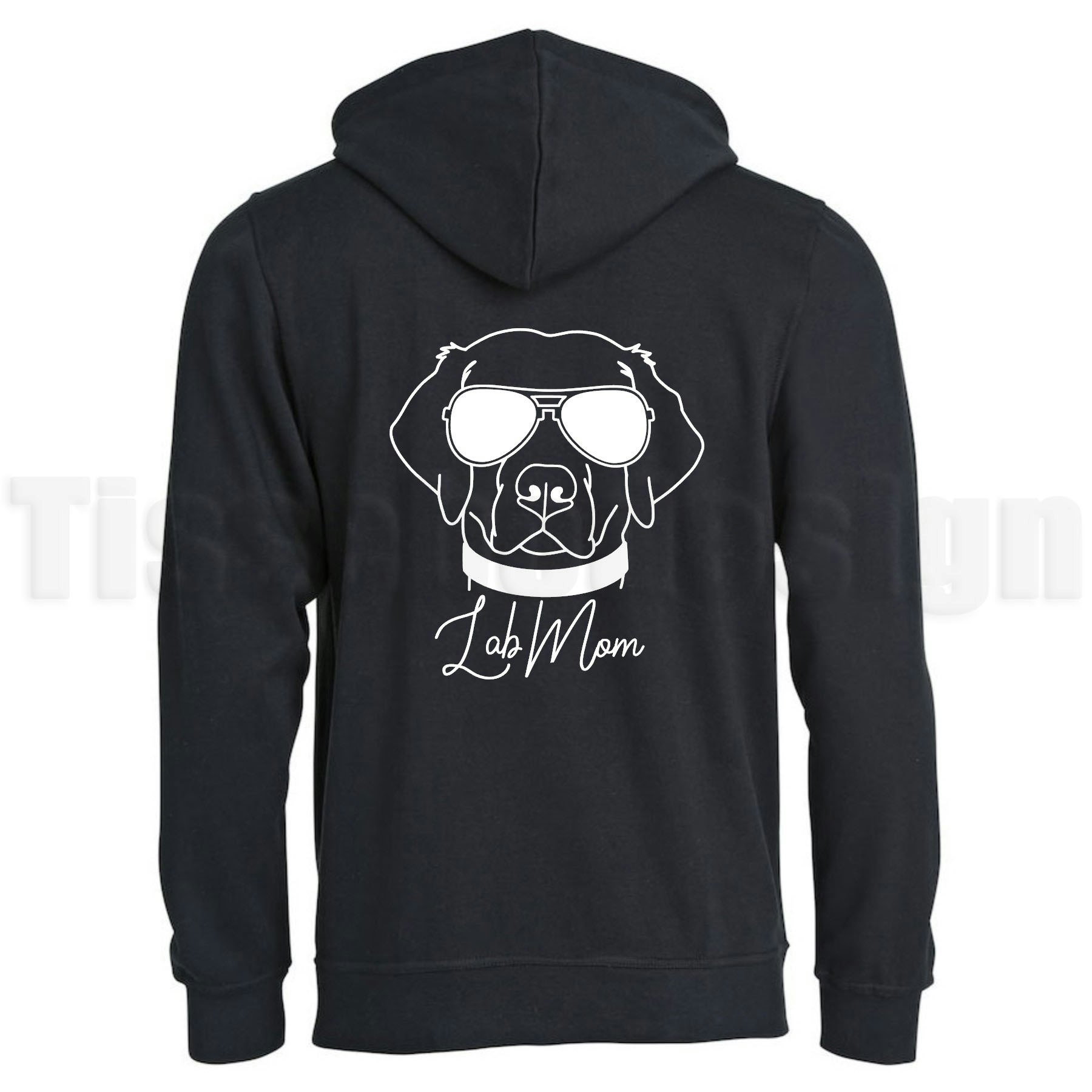 En svart hoodie Basic Oversize med trycket Lab mom, finns i storlekarna XS-5XL