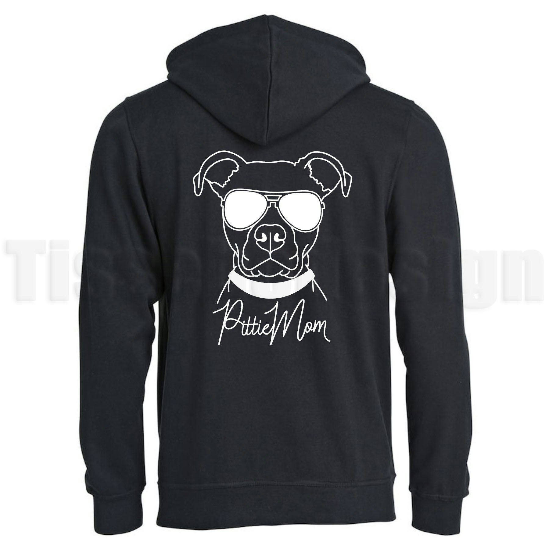 En svart Hoodie Basic Oversize med trycket Pitt mom, finns i storlekarna XS-5XL