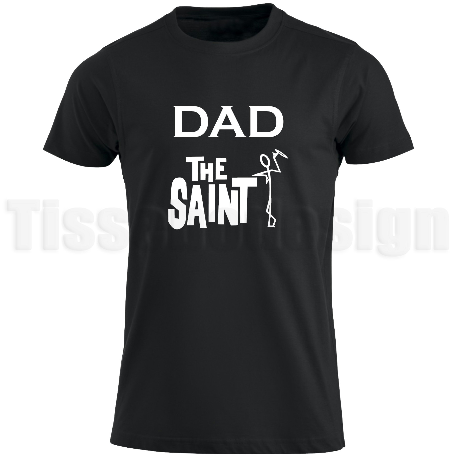 Svart Tshirt med vinyltryck Dad the saint