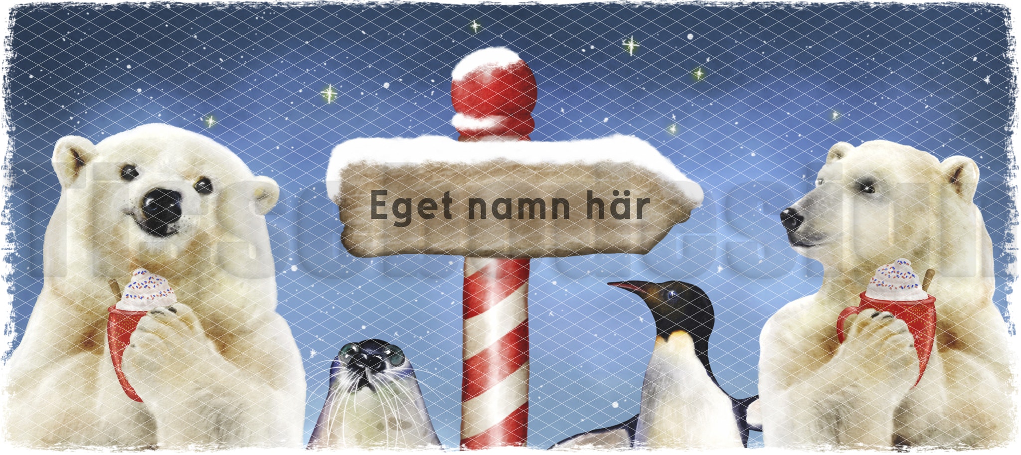 Julmugg "isbjörn Nordpolen med egen namn/text" - Personlig - service -  design - till din färdiga produkt - Tissebodesig