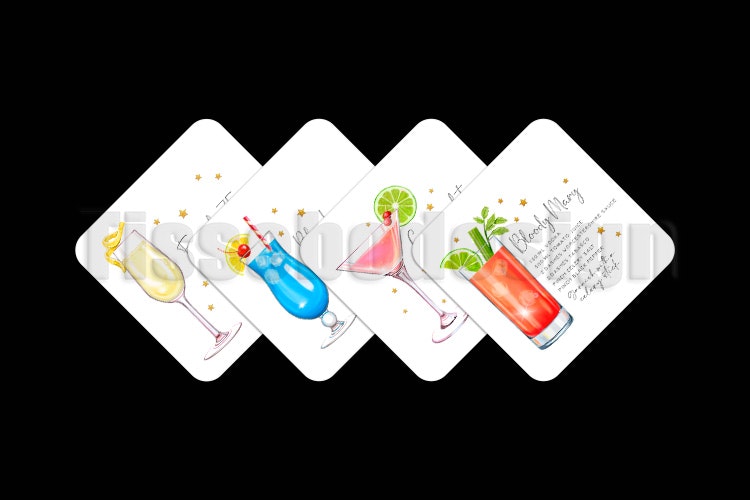 Glasunderlägg Cocktail 4 pack