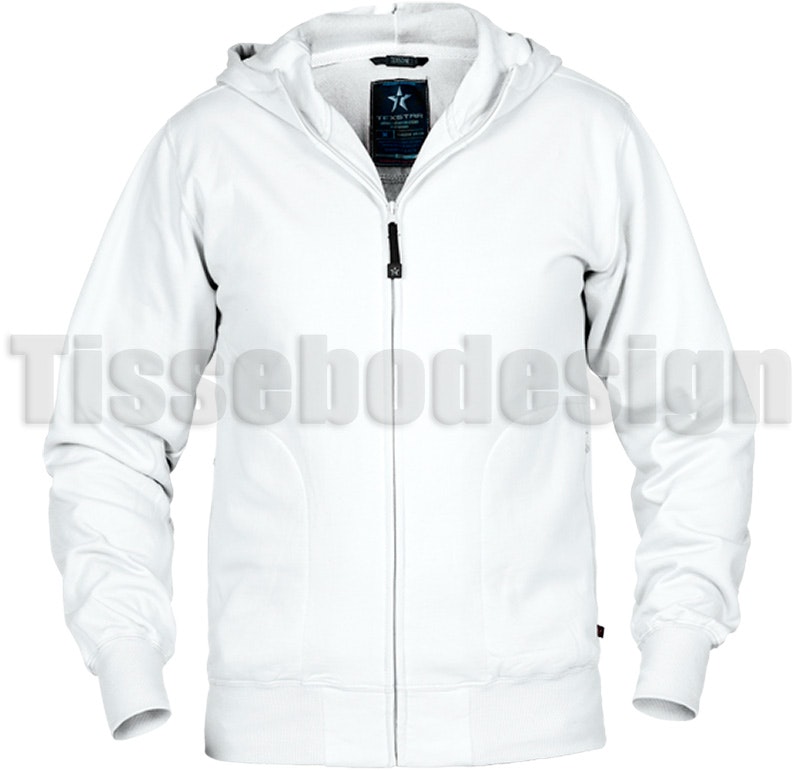 En Vit Hooded Cardigan, en kvalitets tröja från Texstar