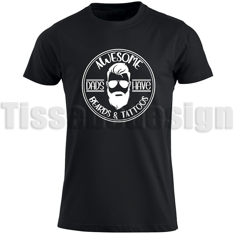 T-shirt Fars Dag Awesome Dads Have Beards And Tattoos