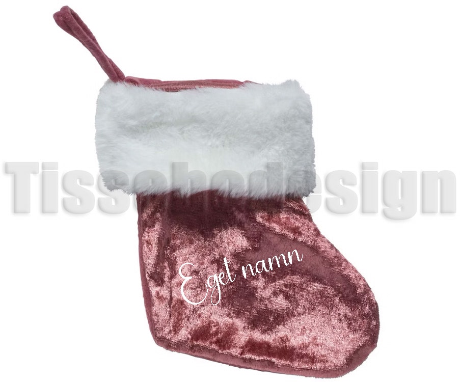 Julstrumpa med eget namn - Rosa 20 cm