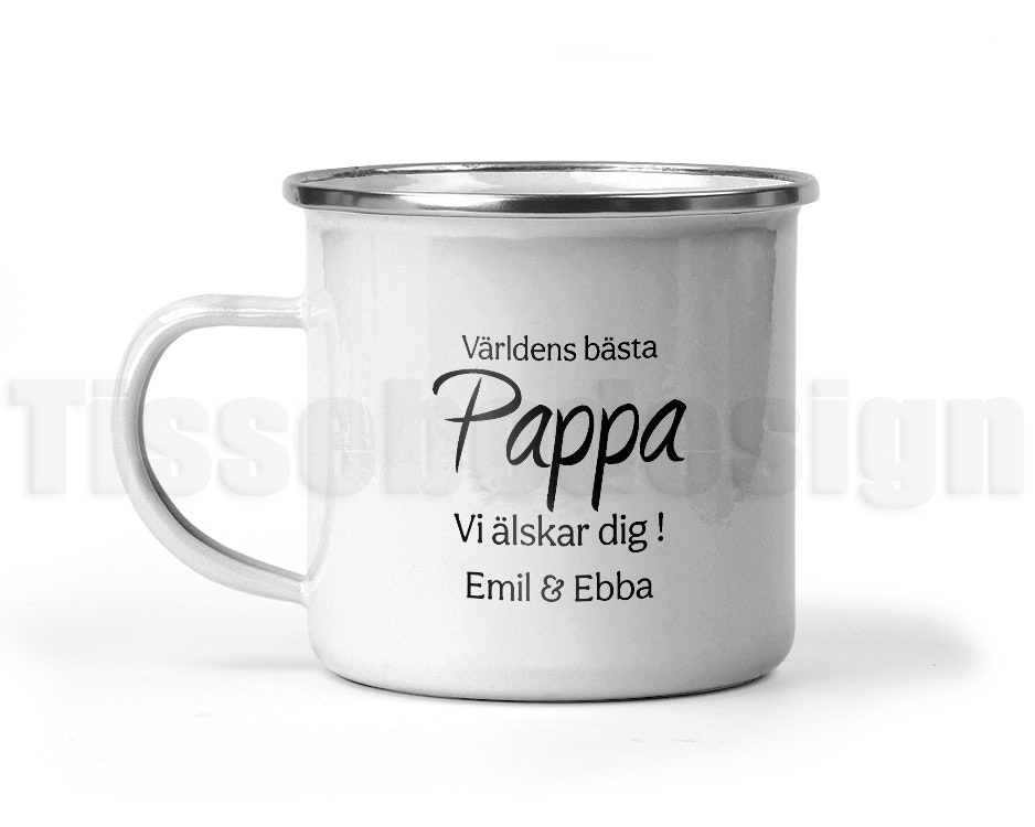 Emaljmugg Världens bästa Bästa Pappa - Med barnens namn