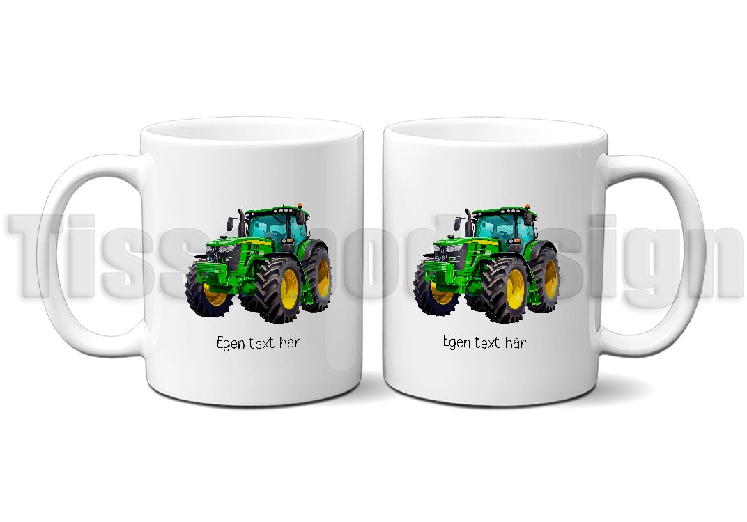 Mugg Grön Traktor Med Egen Text