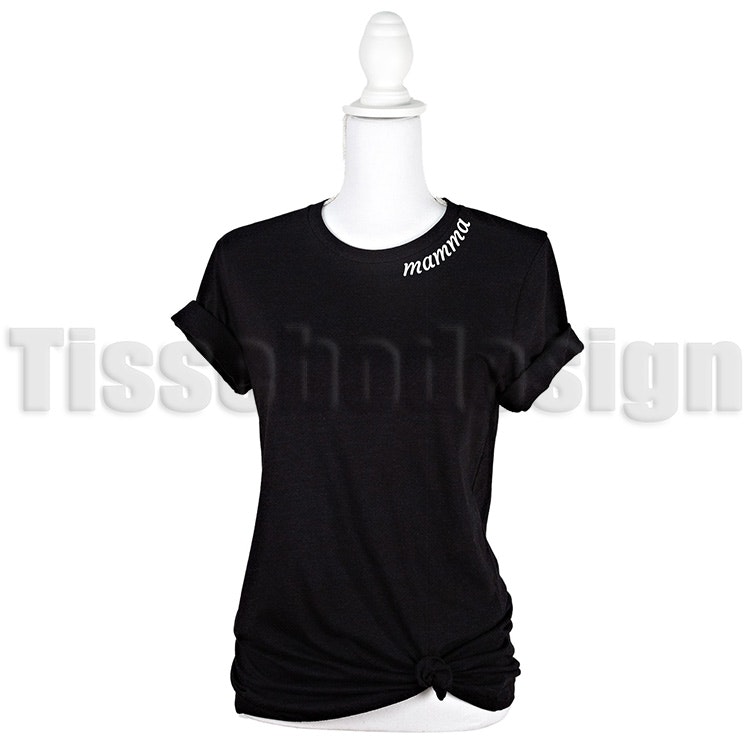 Modell nr 1 svart T-shirt med tryck Mamma