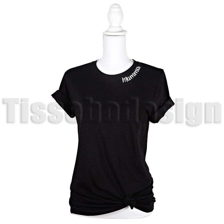 Modell nr 2 svart T-shirt med tryck Mamma