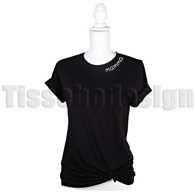 Modell nr 3 svart T-shirt med tryck Mamma