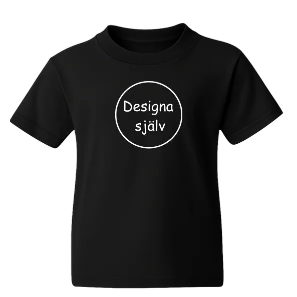 Barn-t-shirt med texten Designa själv – redo att designas personligt