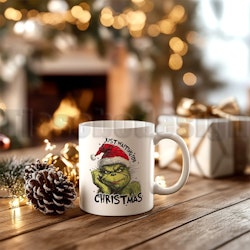 Julmugg Med Tryck - Just Waiting For Christmas 2 - Keramik 330 ml