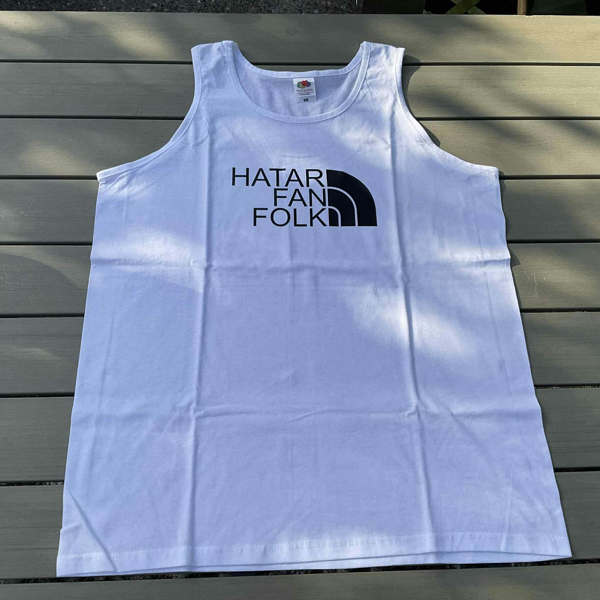 Linne med texten hatar fan folk i grafisk båge – limited edition med vitt tyg och svart tryck
