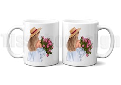 Mugg - Flicka -  Med Tryck –  Tulpanbukett