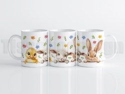Påskmugg med Kyckling, Lamm & Kanin – 330 ml