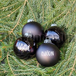 Julkula Med Namn - Svart - Glas - 6 - 8 cm
