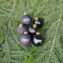 Julkula Med Namn - Svart - Glas - 6 - 8 cm
