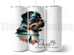 20 oz Tumbler - Termomugg Med Tryck - Rottweiler Motiv 1