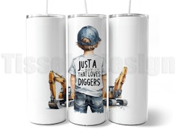 Tumbler Just a Boy That Loves Diggers – 20 oz (ca 600 ml)