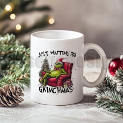 Julmugg Med Tryck - Just Waiting For Christmas 3  - Keramik 330 ml