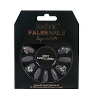 Technic False Nails Grey Embellished