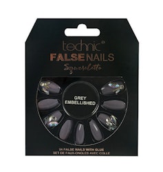 Technic False Nails Grey Embellished