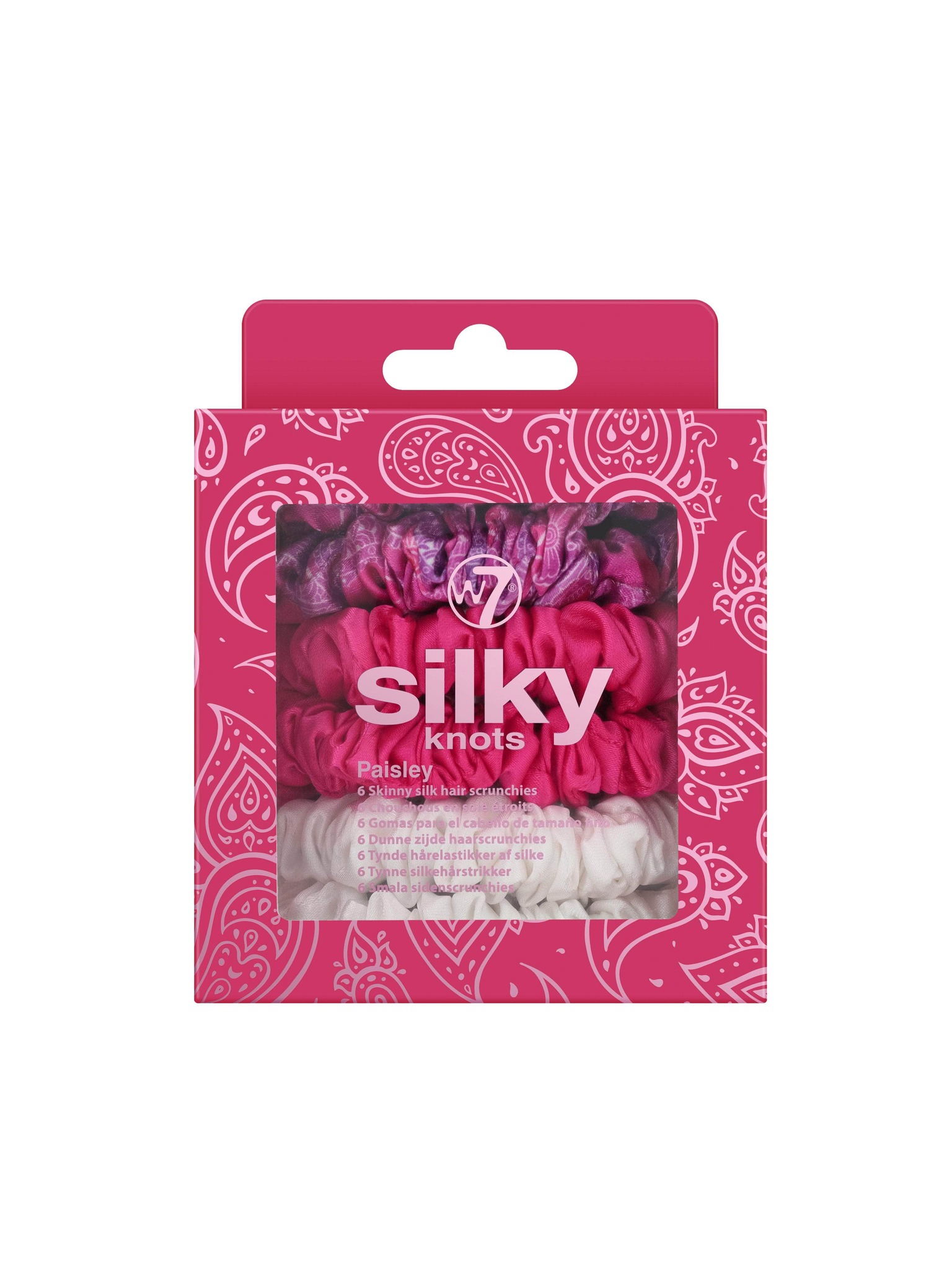 W7 SILKY KNOTS Hair Scrunchies 6 Pack - Paisley Print