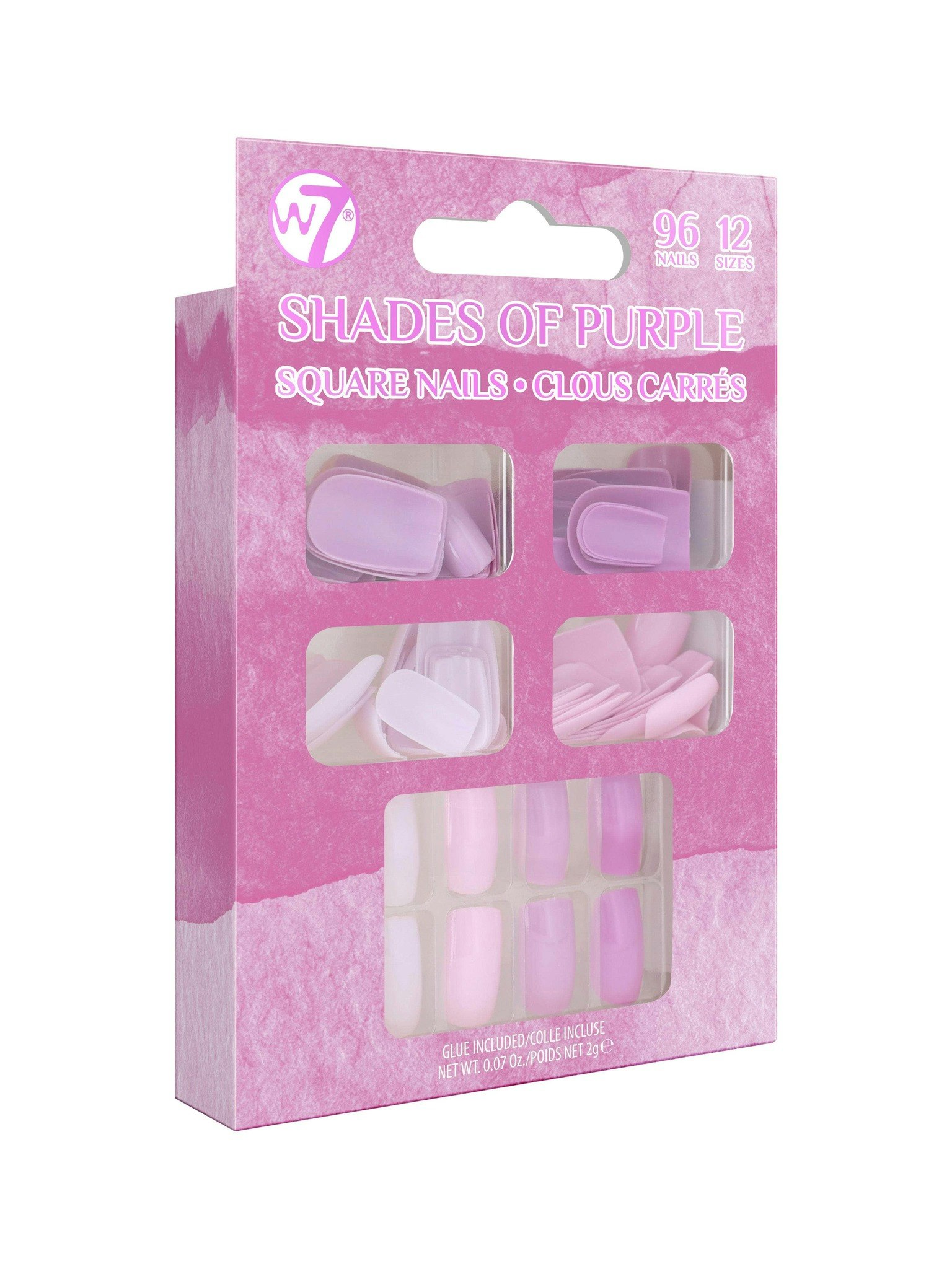 W7 Shades Of Purple 96 Pcs False Nails Set