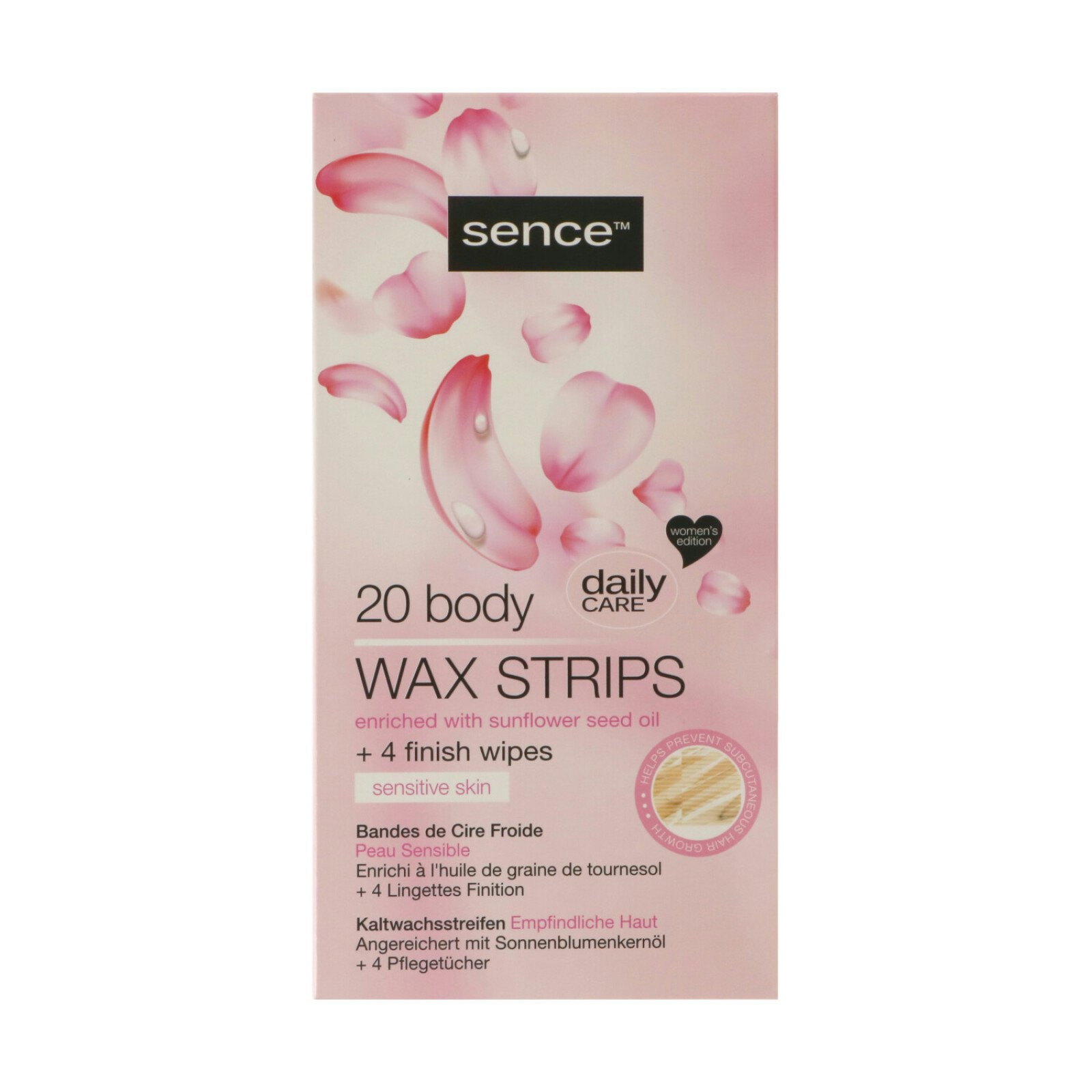 Sence Essentials Wax Strips 20pcs Body Sensitive Skin + 4 finish wipes