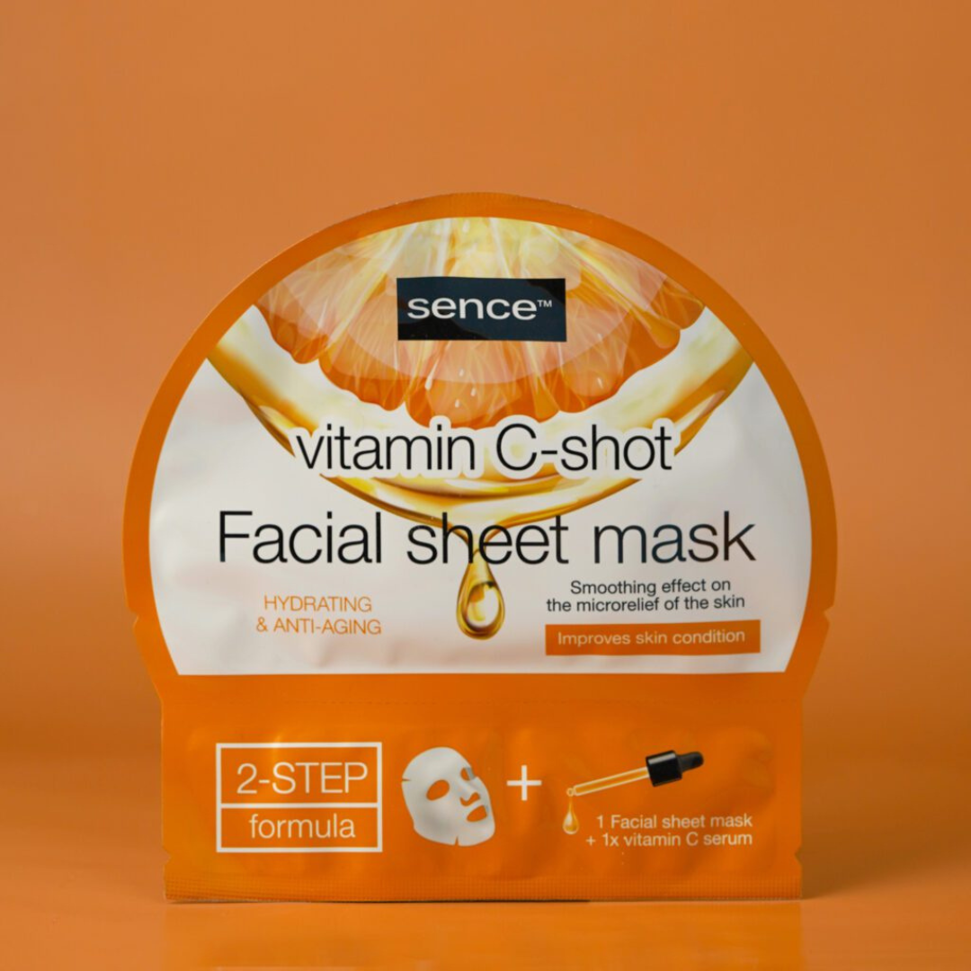Sence Essentials Facial Sheet Mask 20ml +Serum Shot 5ml Vitamin C