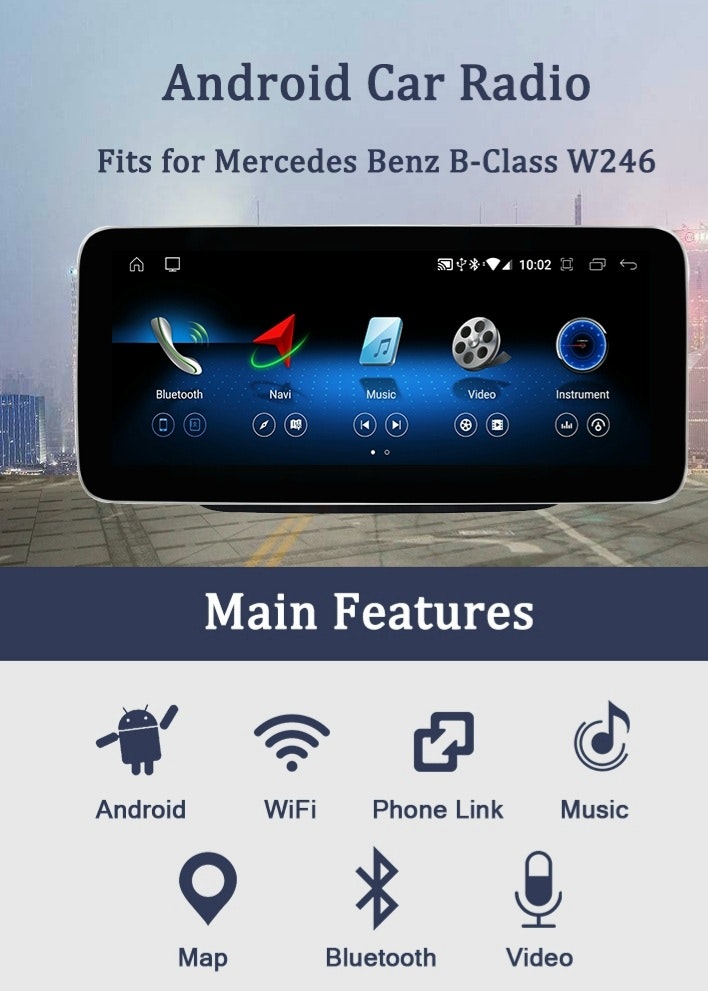 12.3" android 12  bilstereo Benz B-Class W246   Original NTG 4.5 system   B200, B180, B220, B260  (2013---2015)  Gps carplay android auto blåtand rds Dsp RAM:8GB,ROM :128GB,4G LTE