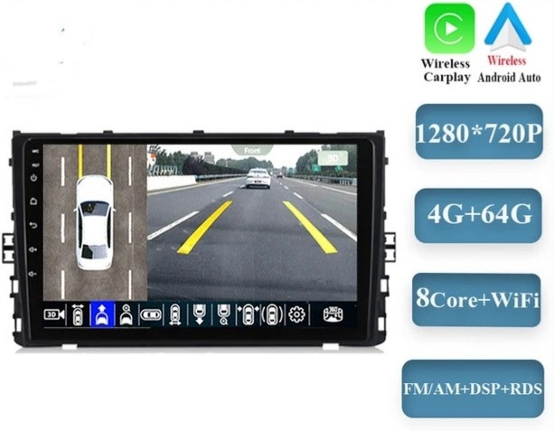 9"android 12 bilstereo vw  T-Cross (2020--2021) gps wifi carplay android auto blåtand rds Dsp RAM: 8GB, ROM: 128GB  4G LTE