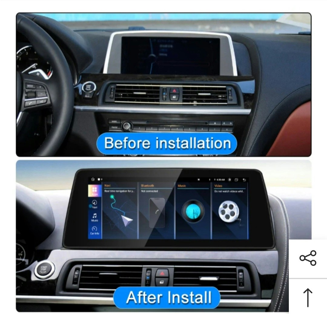 12..3" android 13 bilstereo BMW 6er F12 ( 2010---2017) gps wifi carplay android auto blåtand rds Dsp RAM :8GB,ROM :256Gb,4G LTE, Qualcomm snapdragon 668S processor