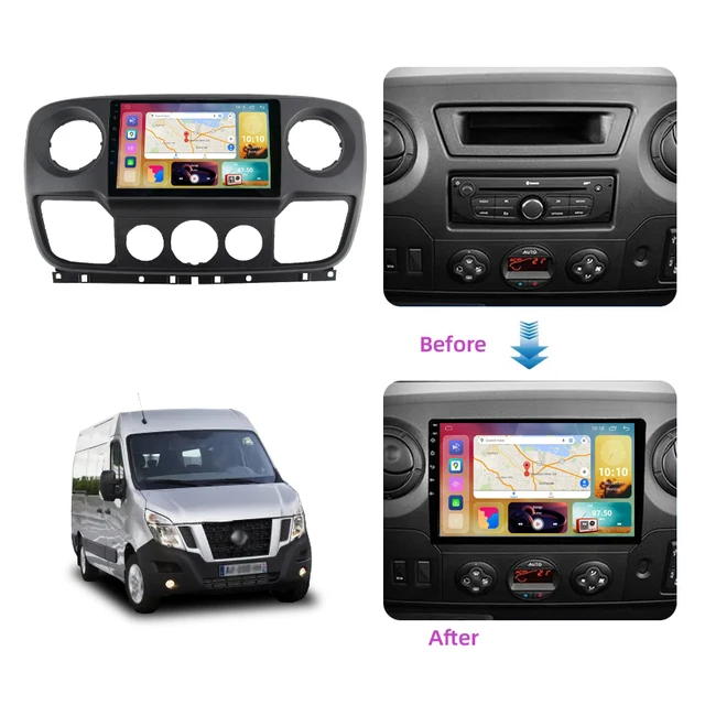 10.1" android 14  bilstereo  Opel Movano (2010--2021) gps wifi carplay android auto blåtand rds Dsp  Rom:256GB  Ram:8GB,4G LTE