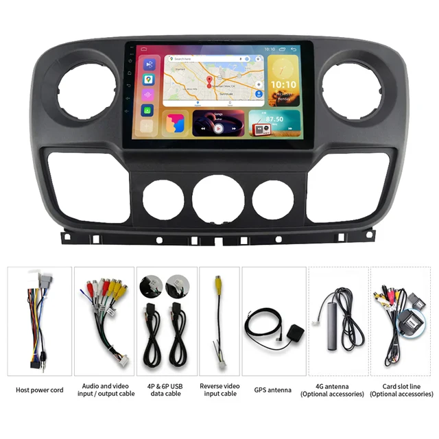 10.1" android 14  bilstereo  Opel Movano (2010--2021) gps wifi carplay android auto blåtand rds Dsp  Rom:256GB  Ram:8GB,4G LTE