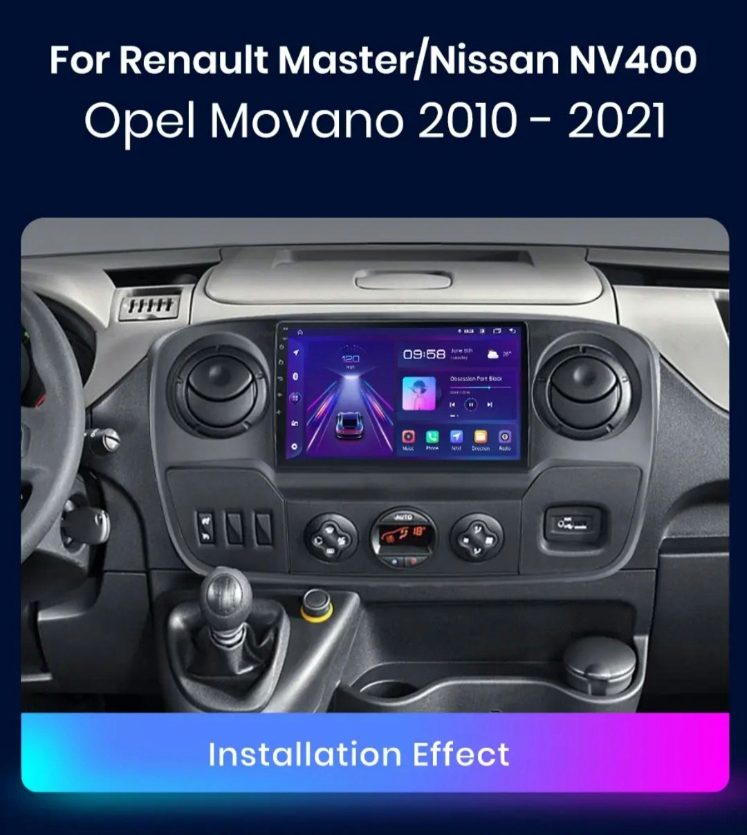 10.1" android 14 bilstereo  Opel Movano (2010--2020) gps wifi carplay android auto blåtand rds Dsp RAM:4GB, ROM:64GB, 4G LTE