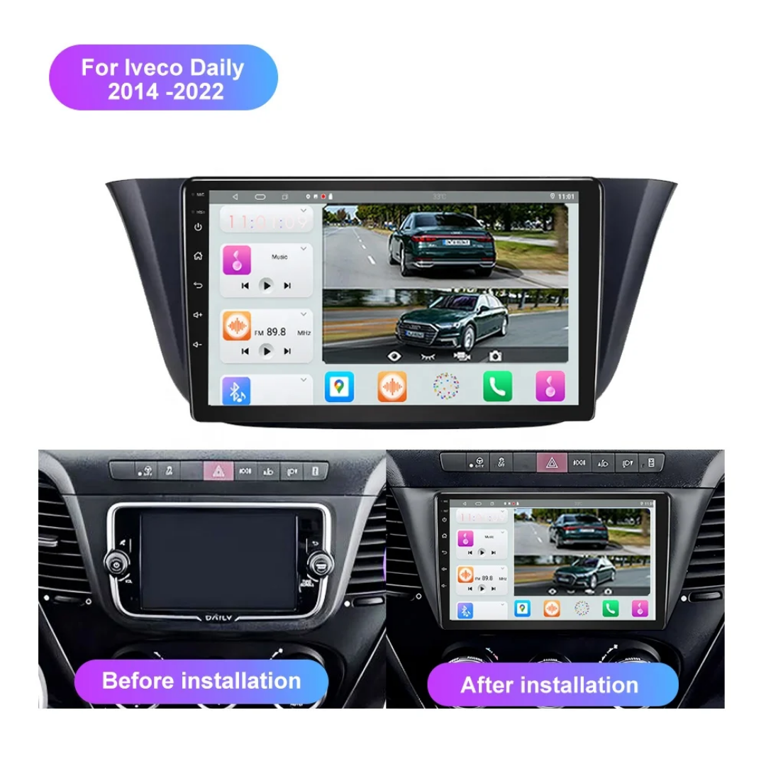 9 tum  Android 13 bilstereo  för Iveco Daily ( 2014--2022) gps wifi carplay android auto blåtand rds Dsp RAM:6GB, ROM: 128GB, 4G LTE