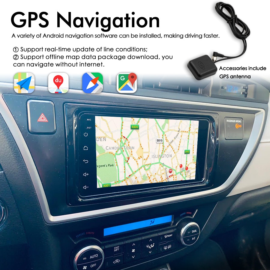 9"android 13. Bilstereo Toyota Auris ( 2013--2015) gps wifi carplay android auto blåtand rds Dsp RAM: 8GB, ROM: 128GB  4G LTE