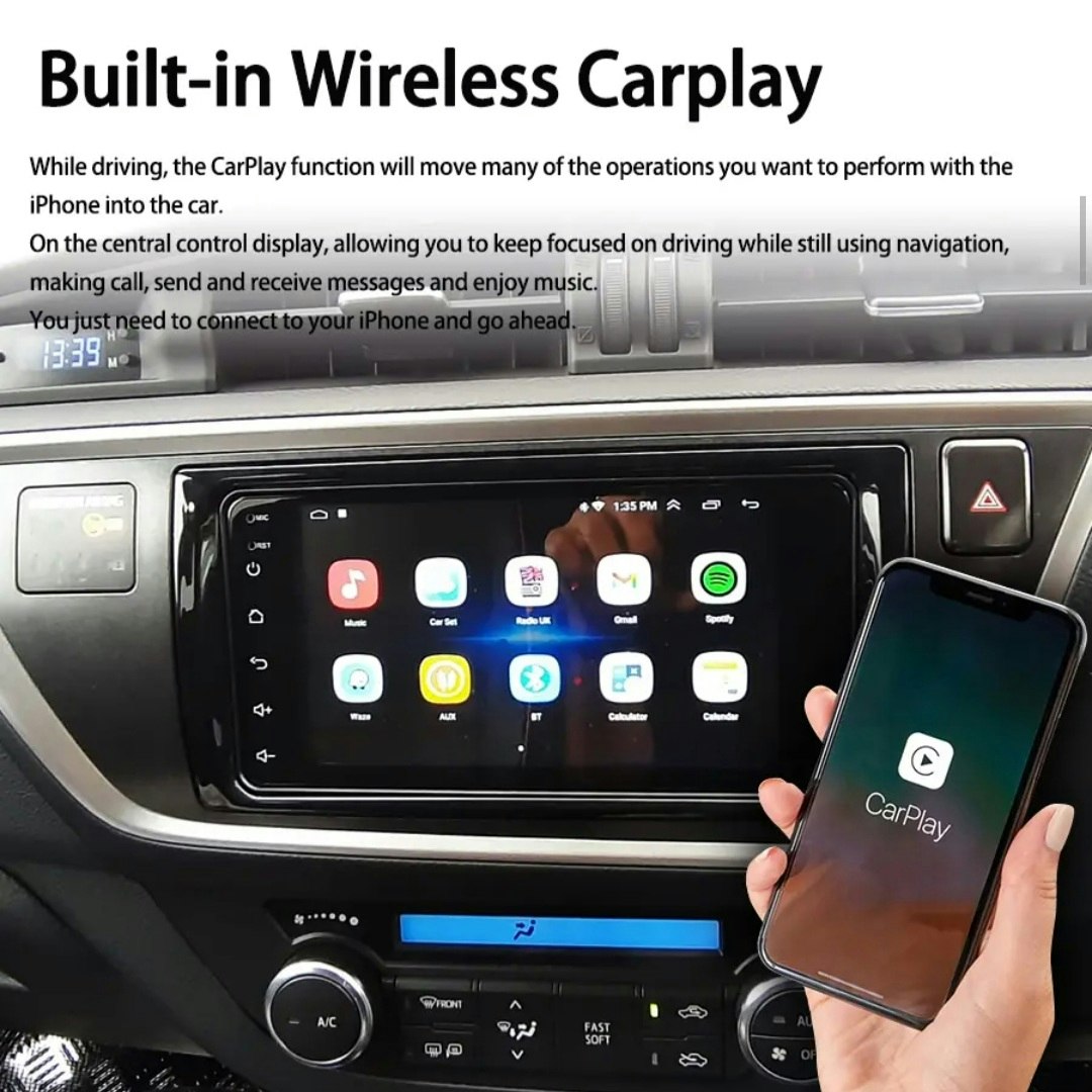 9"android 13. Bilstereo Toyota Auris ( 2013--2015) gps wifi carplay android auto blåtand rds Dsp RAM: 8GB, ROM: 128GB  4G LTE