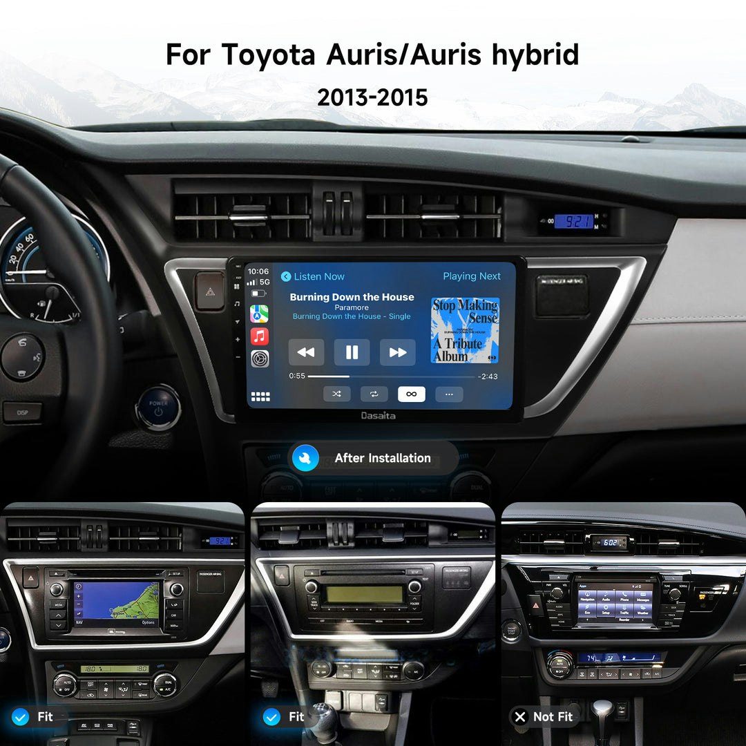 9"android 13. Bilstereo Toyota Auris ( 2013--2015) gps wifi carplay android auto blåtand rds Dsp RAM: 8GB, ROM: 128GB  4G LTE