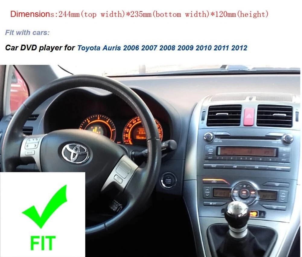 7"android 13, bilstereo  dvd spelare Toyota  Auris ( 2007--2012) gps wifi carplay android auto blåtand rds Dsp RAM: 8GB, ROM:128GB, 4G LTE