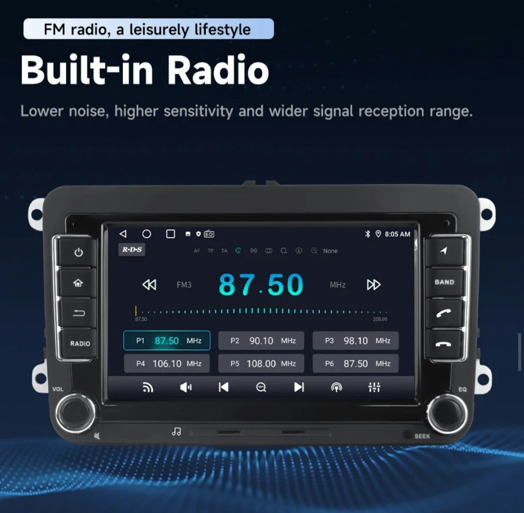 7" android 14 Bilstereo  Dvd-spelare Skoda Octavia ( 2009--2015) gps wifi carplay android auto blåtand rds Dsp RAM : 8GB, ROM : 128GB, 4G LTE, wifi