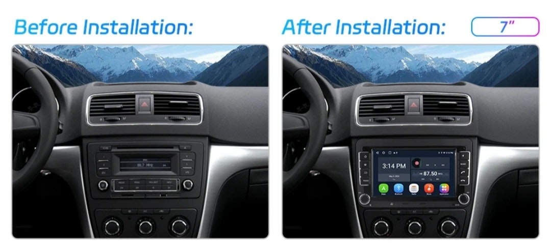 7" android 14 Bilstereo  Dvd-spelare Seat Leon( 2013--2017) gps wifi carplay android auto blåtand rds Dsp RAM : 8GB, ROM : 128GB, 4G LTE, wifi