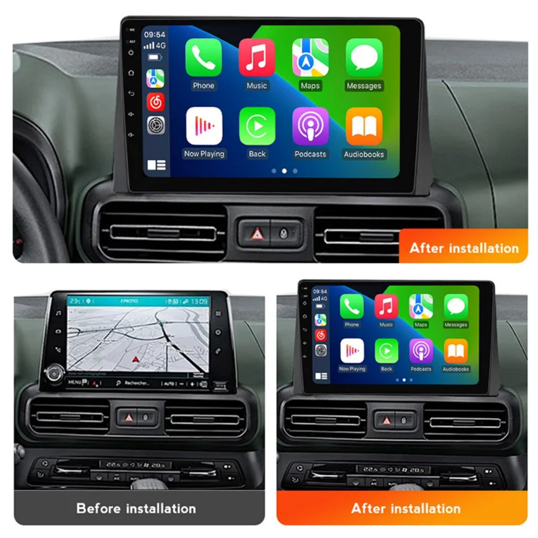 9"android 13. Bilstereo  Citroen Berlingo  ( 2018-2024)gps wifi carplay android auto blåtand rds Dsp RAM: 8GB,ROM: 256GB, 4G LTE