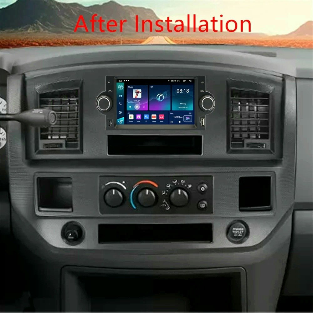 Kopia 6.2"android15  Bilstereo   Dodge RAM 1500/ 2500/ dodge charger/ dodge magnum( 2006--2008) gps carplay android auto blåtand rds Dsp RAM: 4GB, ROM: 64GB wifi