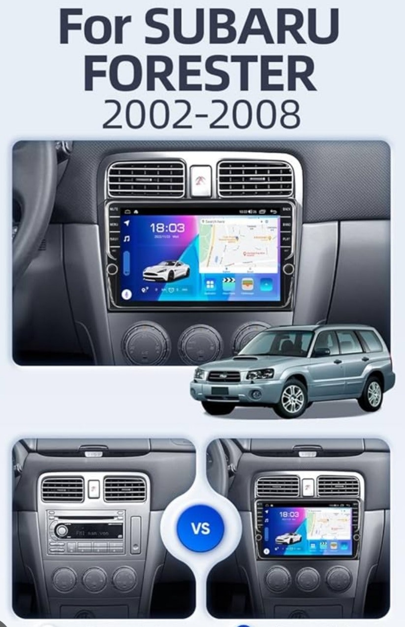 9"android 14 bilstereo  Subaru Forester( 2002--2008) gps wifi carplay android auto blåtand rds Dsp RAM:6GB,ROM: 128GB,4G LTE