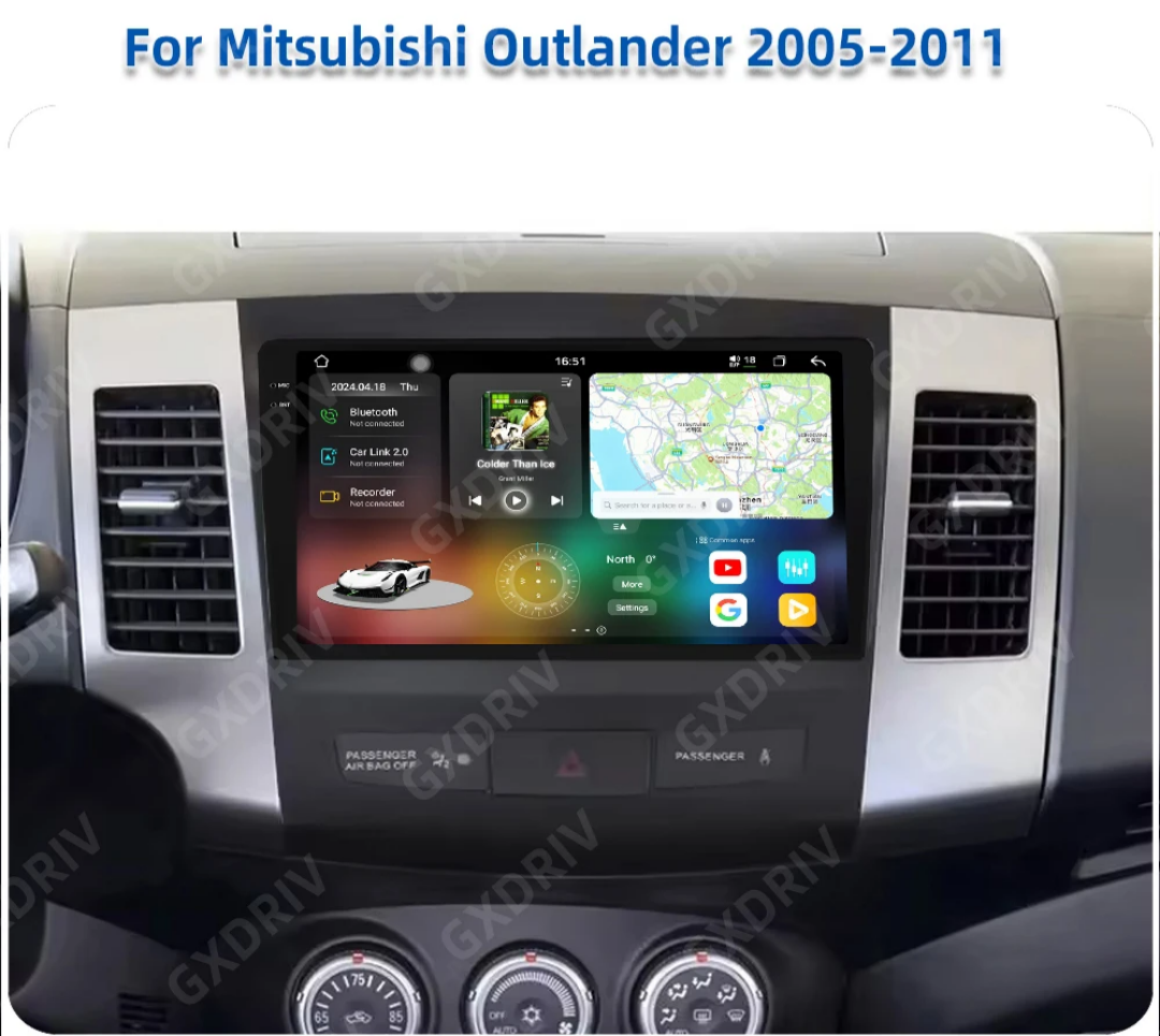 9" android 13 bilstereo Mitsubishi Outlander (2005--2011) gps wifi carplay android auto blåtand rds Dsp RAM:4GB  ROM: 64GB  4G LTE
