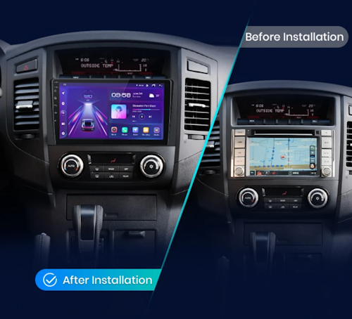 9"android 13,bilstereo Mitsubishi Pajero( 2006--2014) Gps wifi carplay android auto blåtand rds Dsp RAM : 4GB, ROM : 64GB, 4G LTE