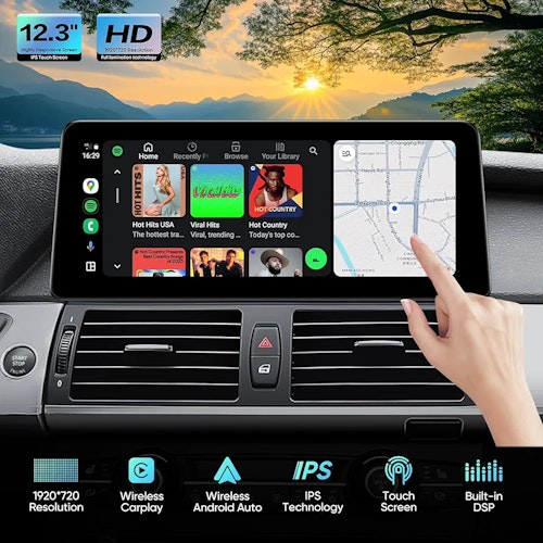 12.3 " android 12 bilstereo  BMW X5 E70 X6 E71 (2007-2010 ) CCC system   gps wifi carplay android auto  dsp RAM: 8GB, ROM: 128GB, 4G LTE
