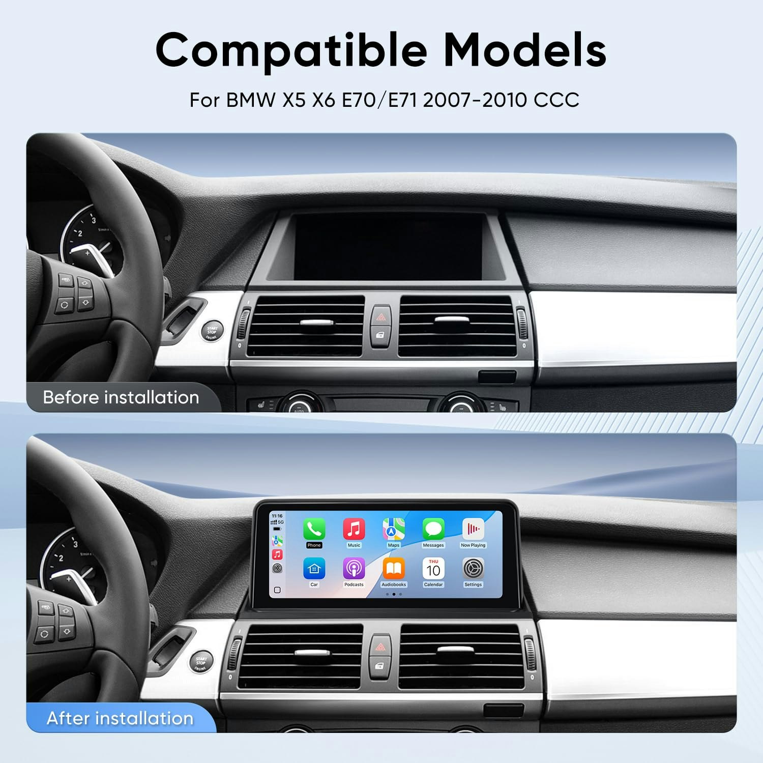 10,25 " android 13 bilstereo  BMW X5 E70 X6 E71 (2007-2010 ) CCC system   gps wifi carplay android auto  dsp RAM: 4GB, ROM: 64GB, 4G LTE