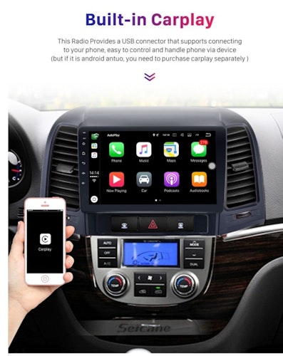 9"android  10,bilstereo Hyundai santafe (2005--2012) gps, wifi,32GB,dsp,carplay  android  auto ,4GSIM